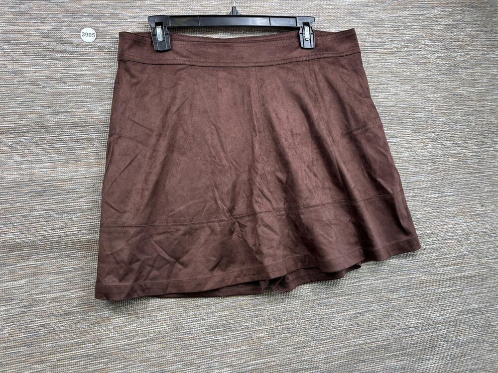 Lane Bryant Skort Womens Plus 14 Brown Faux Suede Short Lined Stretch Casual NEW